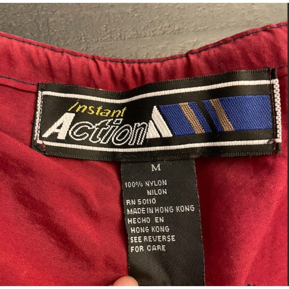 Instant Action Vintage 90's Maroon Nylon Short Wind Pants Sz M - Picture 11 of 11